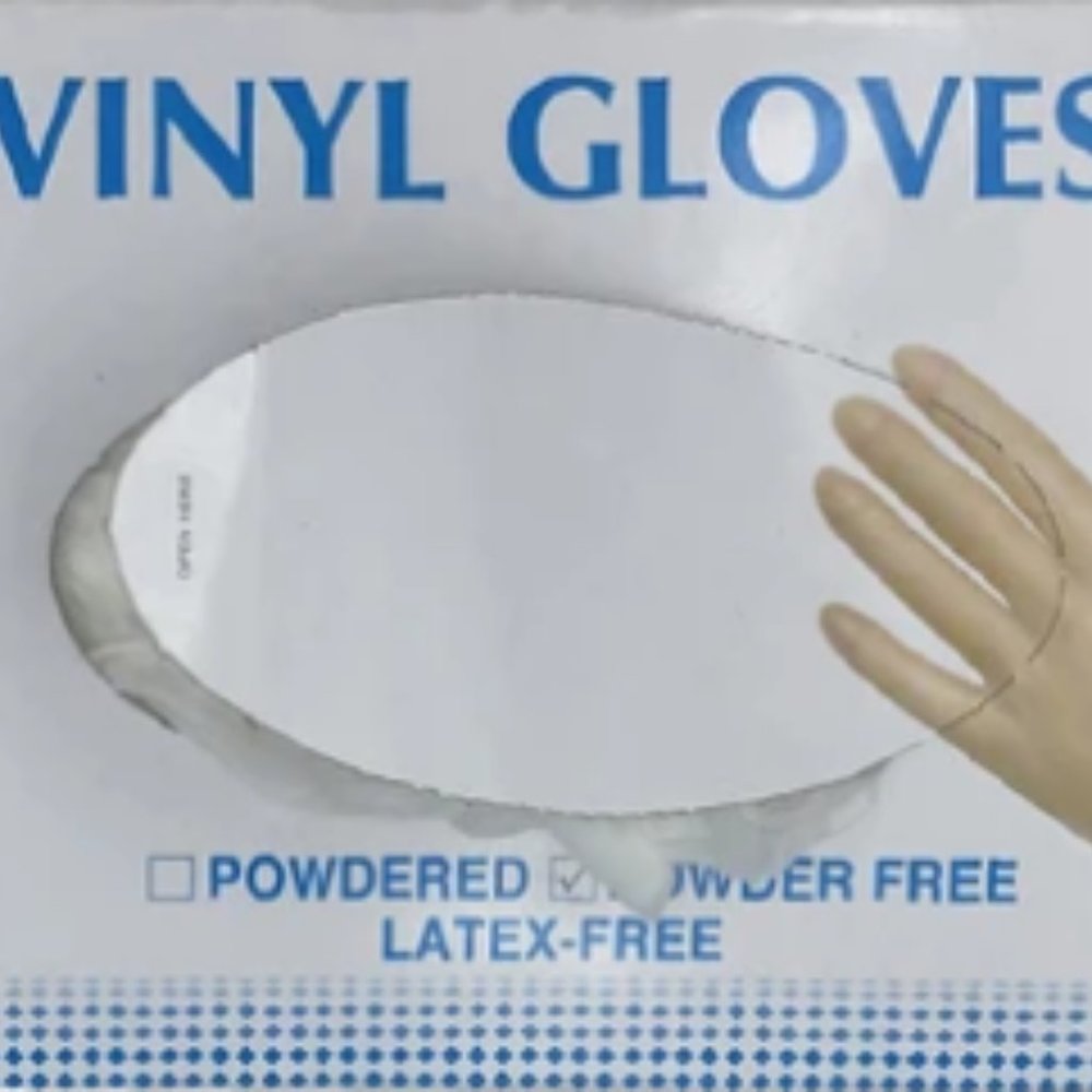 Boxes of 100pcs Disposable Vinyl Gloves.